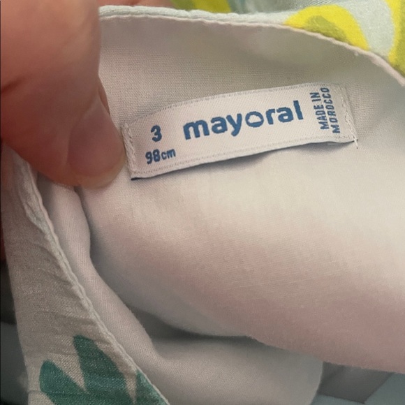 Mayoral Light Blue Floral Dress with Flower Detail - Picture 4 of 5